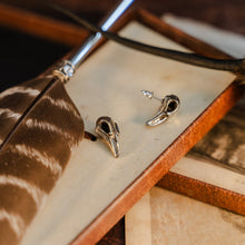 Load image into Gallery viewer, Raven Skull Stud Earrings