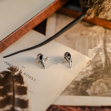Load image into Gallery viewer, Raven Skull Stud Earrings