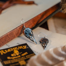 Load image into Gallery viewer, Raven Skull Drop Earrings