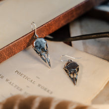 Load image into Gallery viewer, Raven Skull Drop Earrings