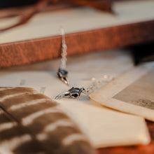 Load image into Gallery viewer, Raven Skull Drop Chain Earrings