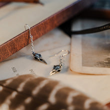 Load image into Gallery viewer, Raven Skull Drop Chain Earrings