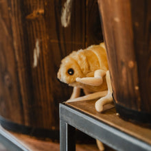 Load image into Gallery viewer, Flea plush hiding behind a barrel at The Real Mary King's Close