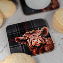 Load image into Gallery viewer, Jan Laird Highland Cow Square Coaster