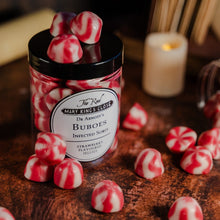 Load image into Gallery viewer, A jar of strawberry flavoured jellies labelled "Buboes"