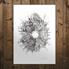 Load image into Gallery viewer, Ross MacRae's 360 degree sketch of Edinburgh Old Town against a wooden slatted backdrop