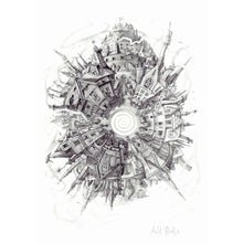 Load image into Gallery viewer, Auld Reekie Print by Ross MacRae, a 360 degree sketch of Edinburgh Old Town