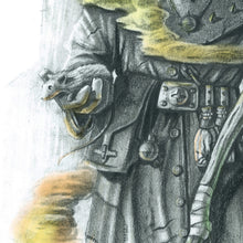 Load image into Gallery viewer, Close Up of A3 Plague Doctor Print by Ross MacRae