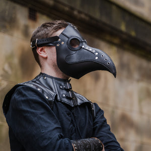 Leather Plague Mask - Black Steampunk