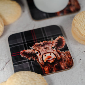 Jan Laird Highland Cow Square Coaster