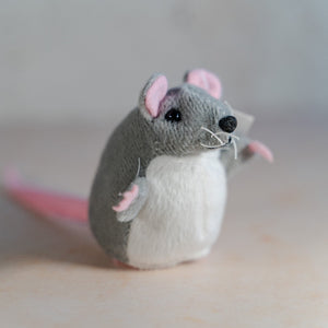 Close up of grey mouse finger puppet