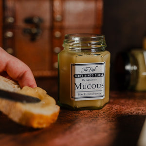 An opened jar of Dr Arnott's "Mucous" (Pure Flower Honey) at The Real Mary King's Close