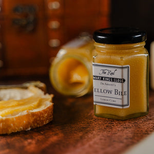An open jar of "Yellow Bile" (Lemon Curd) at The Real Mary King's Close