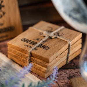 oak wood coaster set gift