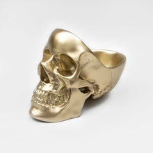 Load image into Gallery viewer, gold skull tidy against a white backdrop 
