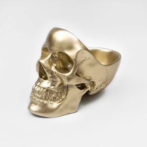 gold skull tidy against a white backdrop 