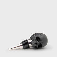 Load image into Gallery viewer, Stock image of black skull wine stopper
