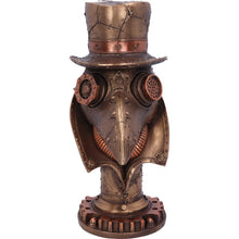 Load image into Gallery viewer, steampunk plague doctor mask sculpture in burnished bronze
