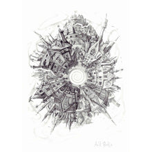 Load image into Gallery viewer, Auld Reekie Print by Ross MacRae, a 360 degree sketch of Edinburgh Old Town
