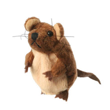 Load image into Gallery viewer, Side view of brown mouse finger puppet sold at The Real Mary King&#39;s Close

