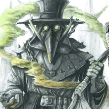 Load image into Gallery viewer, Close Up of A3 Plague Doctor Print by Ross MacRae
