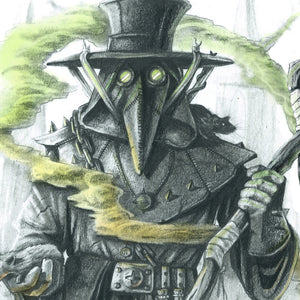 Close Up of A3 Plague Doctor Print by Ross MacRae